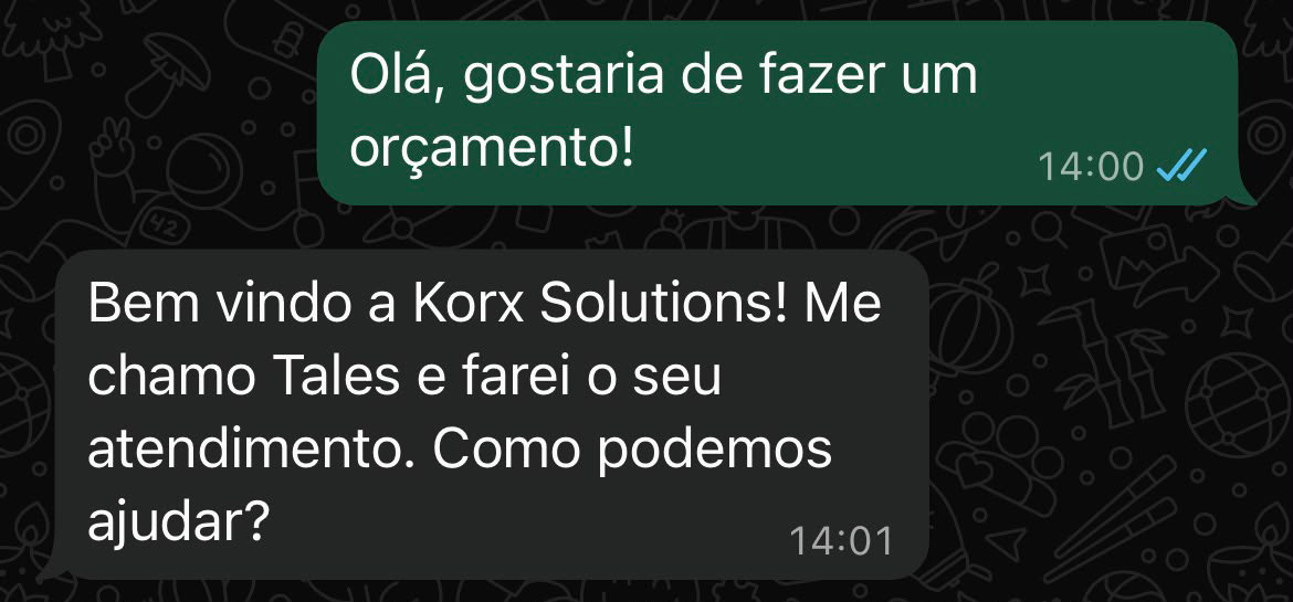 Cliente enviando solicitação via WhatsApp